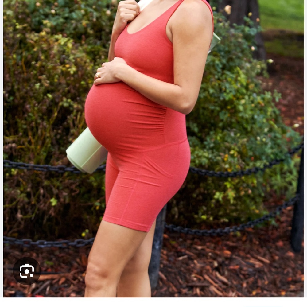Beyond Yoga Coral Maternity Romper